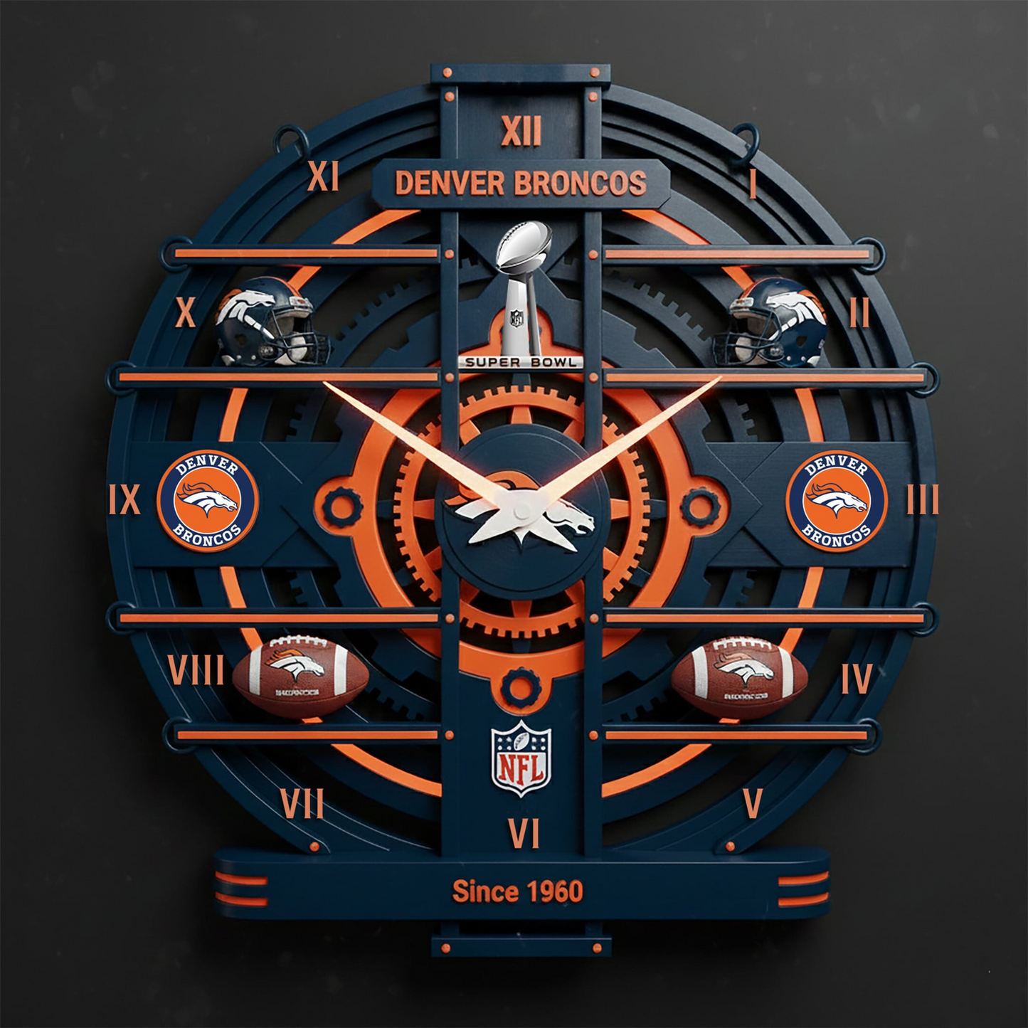 Premium NFL DEN Arcylic Wall Clock V1 NMD TTV
