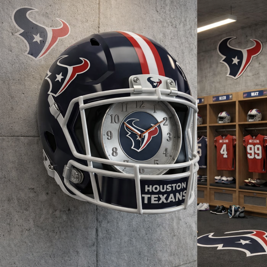Premium NFL HOU Helmet Wall Clock V2 NMD TTV
