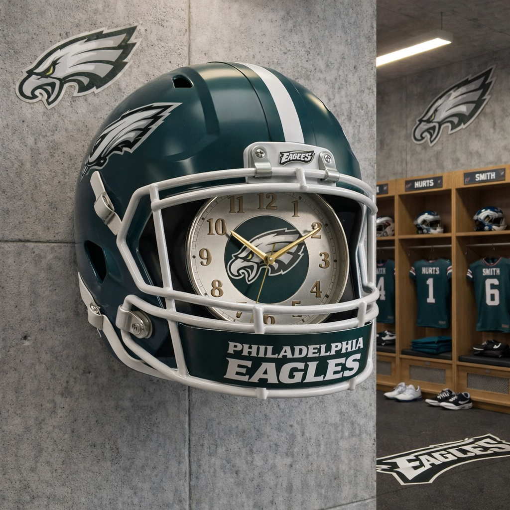 Premium NFL PHI Helmet Wall Clock V2 NMD TTV