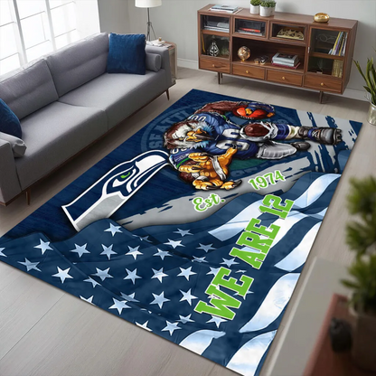 Premium NFL SEA 2025 NFC West Champions Rectangular Rug V1 NMD 070125 TTV