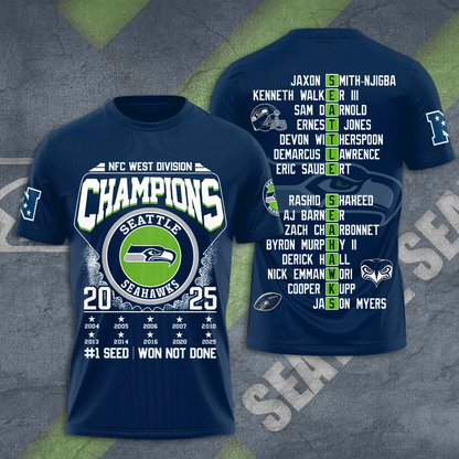 Premium NFL SEA 2025 NFC West Champions Shirt V9 NMD 070125 TTV
