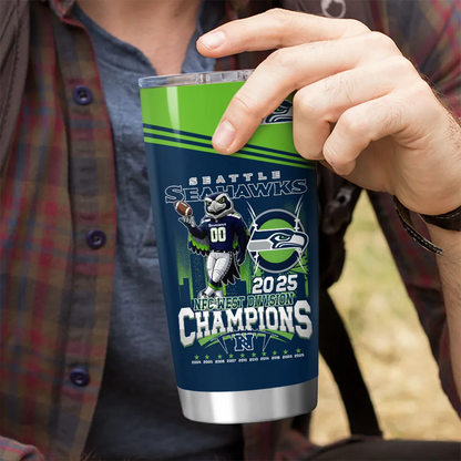 Premium NFL SEA 2025 NFC West Champions Tumbler Cup V1 NMD 070125 TTV