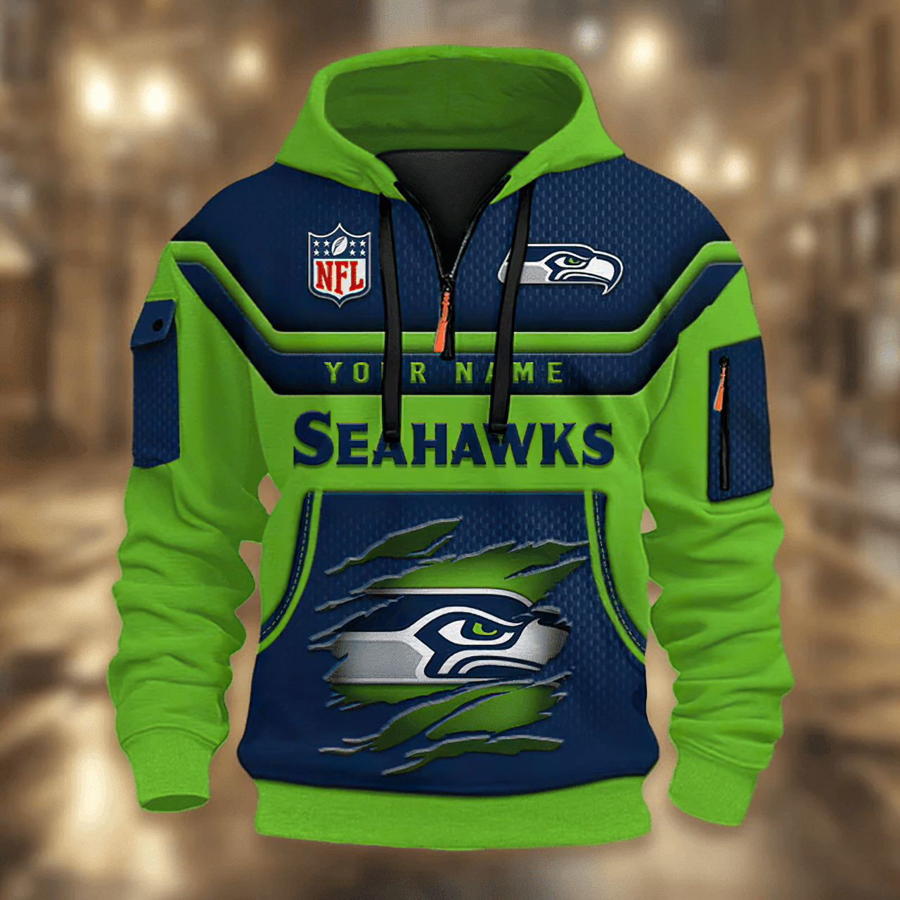Premium NFL SEA Champions Hoodie Half Zipper V1 NMD TTV