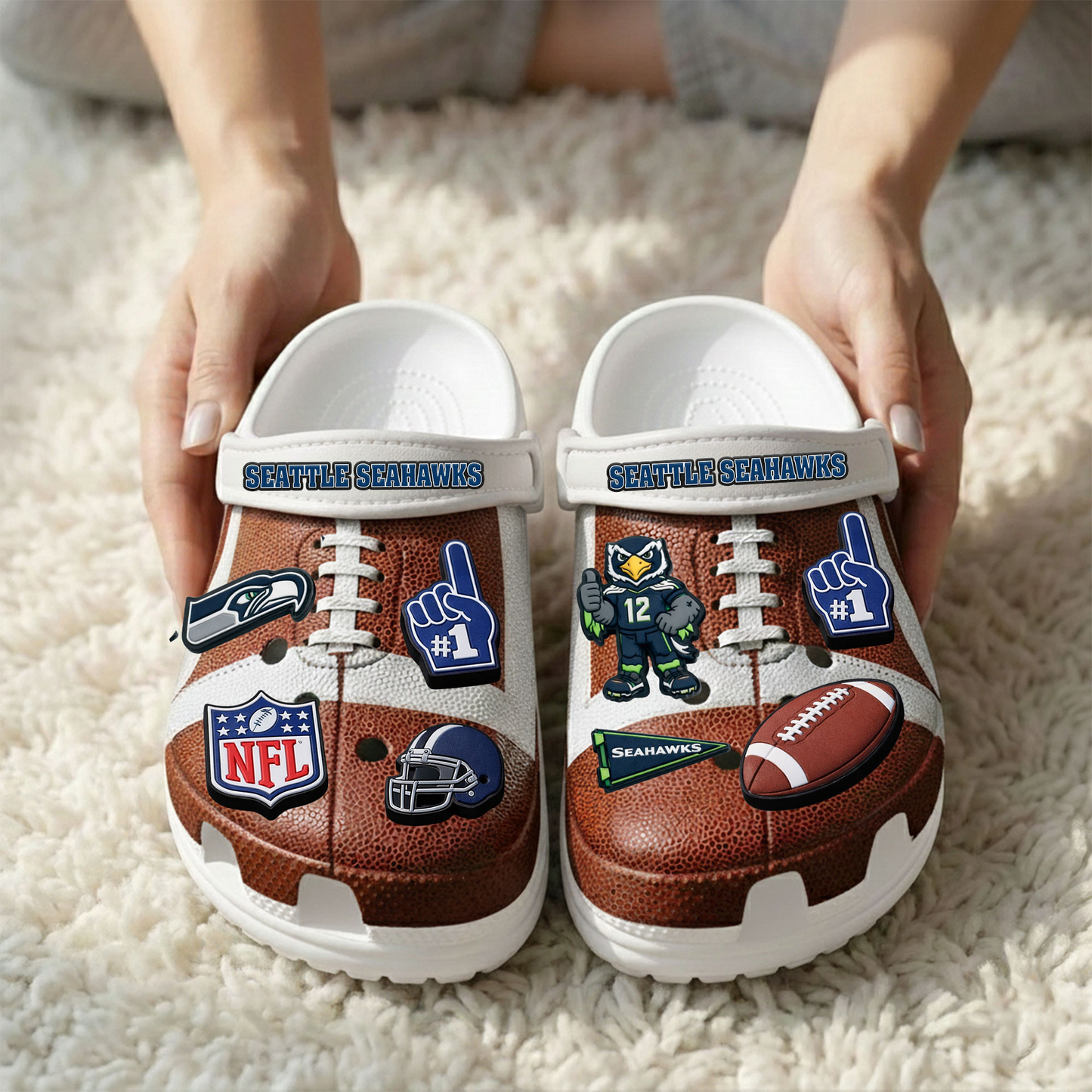 Premium NFL SEA Clogs With Charms V1 NMD TTV