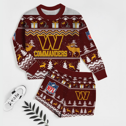 Premium NFL WAS Holiday Sweatshirt & Shorts Set V1 NMD TTV