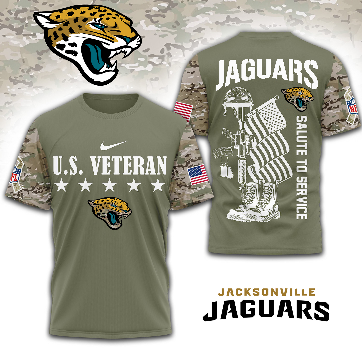 Premium NFL x JAX Salute To Service 3D Shirt DATND TANTD