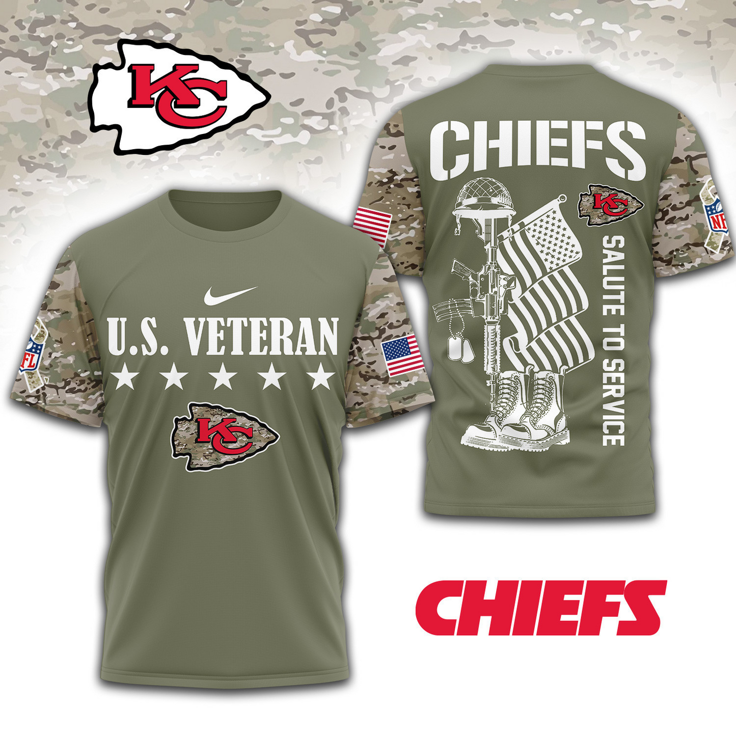 Premium NFL x KCC Salute To Service 3D Shirt DATND TANTD