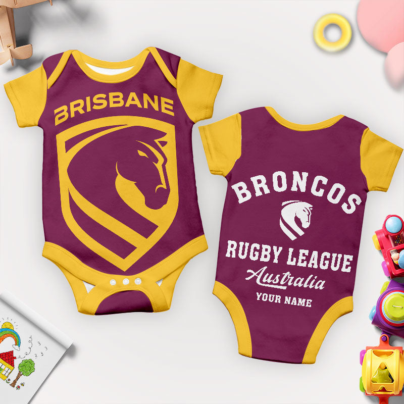 PREMIUM NRL X BB New Baby Romper Custom Name For Kids NDT LVH