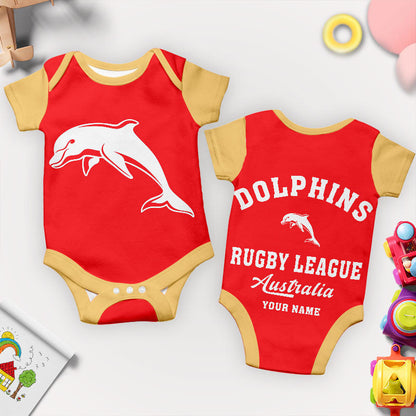 PREMIUM NRL X DOL New Baby Romper Custom Name For Kids NDT LVH