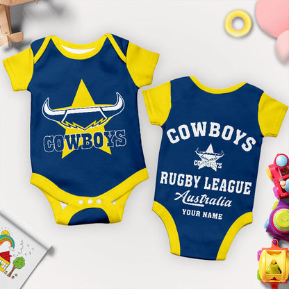 PREMIUM NRL X NQC New Baby Romper Custom Name For Kids NDT LVH