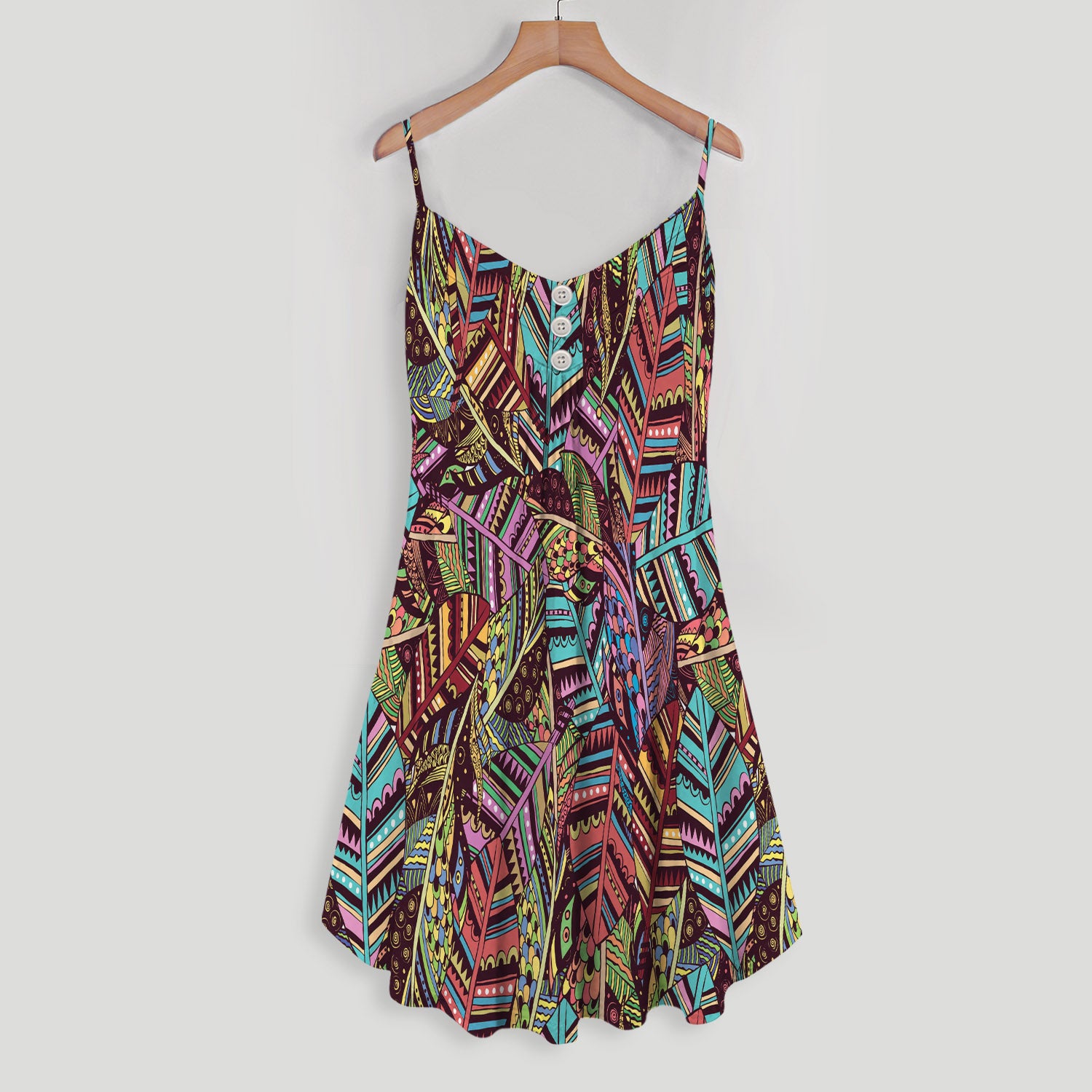 Bohemian Boho Pa Spaghetti Strap Summer Dress | Women Sleeveless V Neck Mini Dress