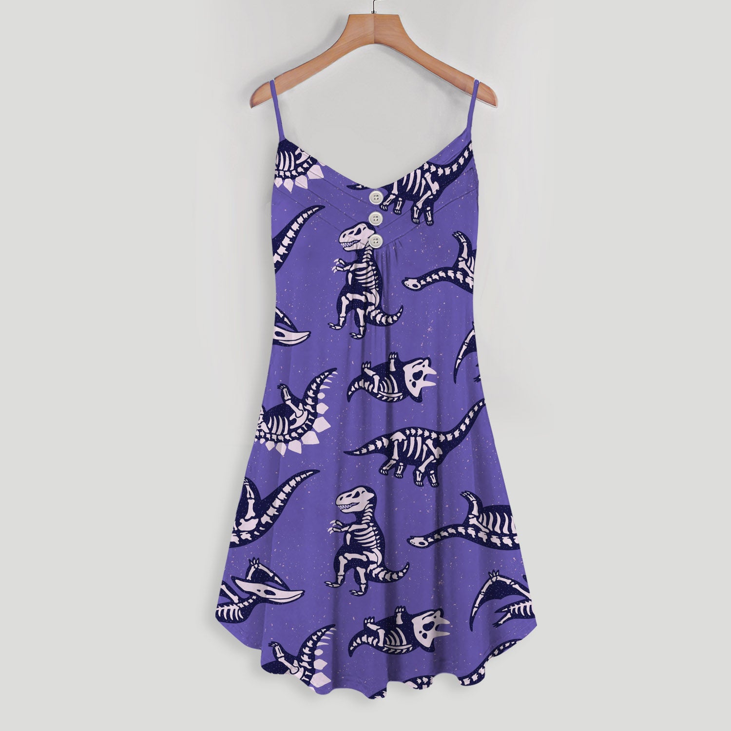 Dinosaur Rex Spaghetti Strap Summer Dress | Sleeveless V Neck Mini Dress | Sundress