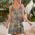 Outdoor Escape Cocoa Beach Spaghetti Strap Summer Dress | Sleeveless V Neck Mini Dress | Sundress