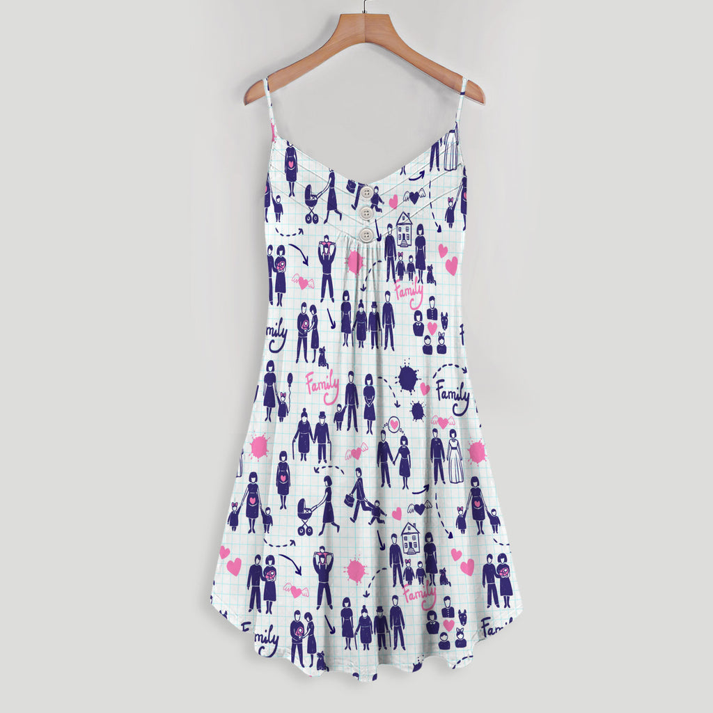Granddaughter Happy Family Spaghetti Strap Summer Dress | Women Sleeveless V Neck Mini Dress