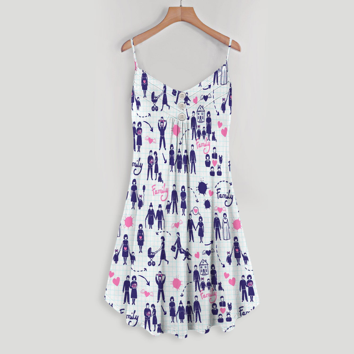 Granddaughter Happy Family Spaghetti Strap Summer Dress | Women Sleeveless V Neck Mini Dress