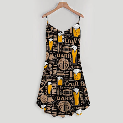 Craft Beer Spaghetti Strap Summer Dress | Sleeveless V Neck Mini Dress | Sundress