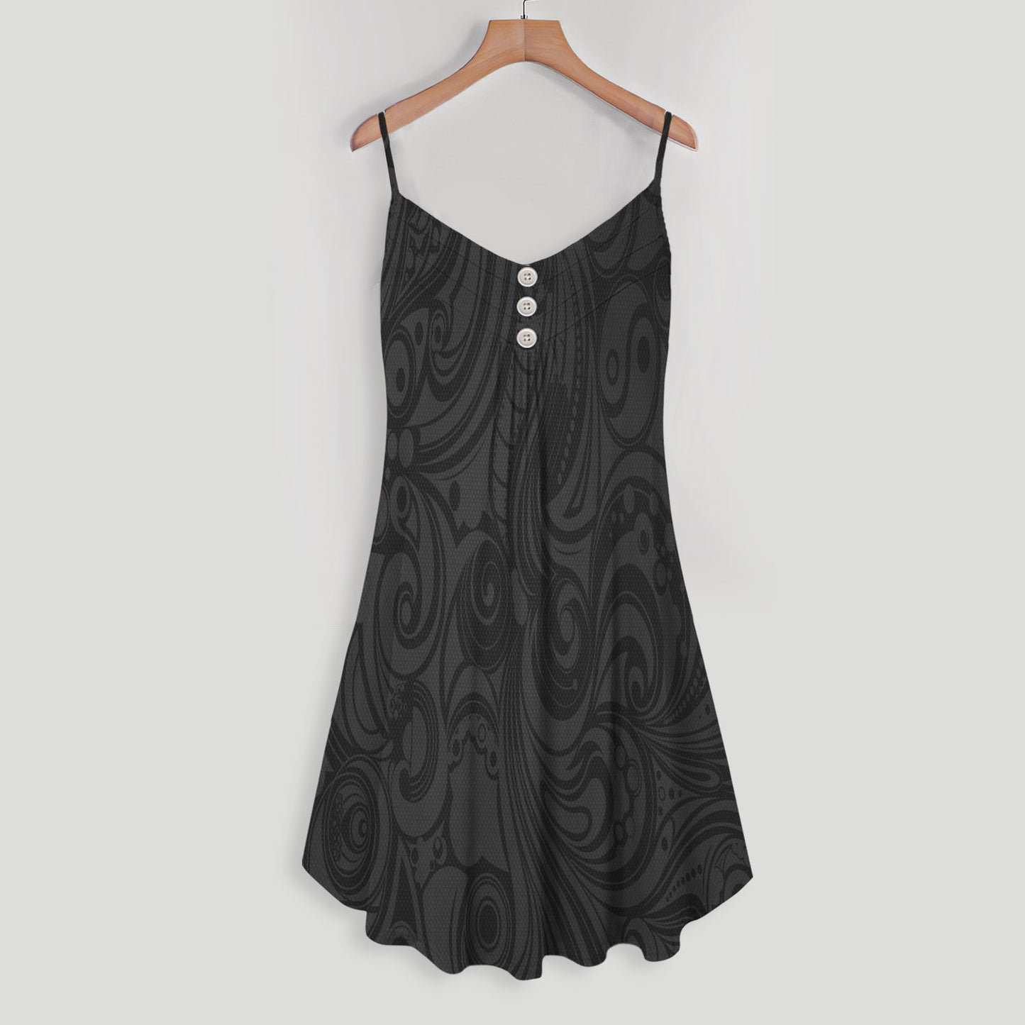Gray Floral Carving Spaghetti Strap Summer Dress | Women Sleeveless V Neck Mini Dress