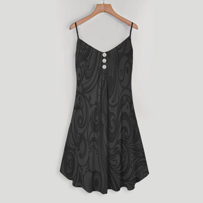 Gray Floral Carving Spaghetti Strap Summer Dress | Women Sleeveless V Neck Mini Dress