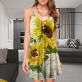 Sunflower Spaghetti Strap Summer Dress | Women Sleeveless V Neck Mini Dress