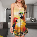 Parrot Tropical Sun Spaghetti Strap Summer Dress | Women Sleeveless V Neck Mini Dress