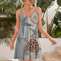 Coastal Turtle Spaghetti Strap Summer Dress | Women Sleeveless V Neck Mini Dress