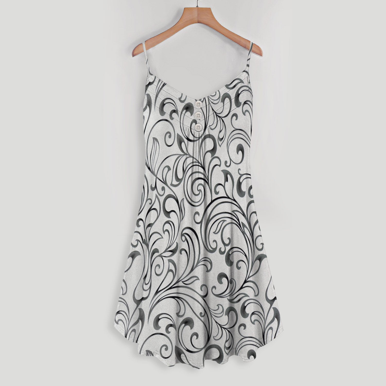 Gray Flower Beauty Spaghetti Strap Summer Dress | Women Sleeveless V Neck Mini Dress