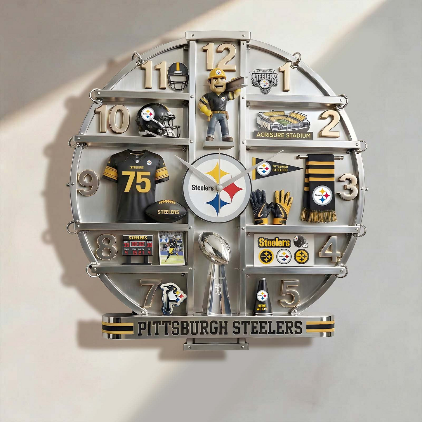 PS x NFL Home Decorative 3D Visual Effect Acrylic Wall Clock NAK CTKT