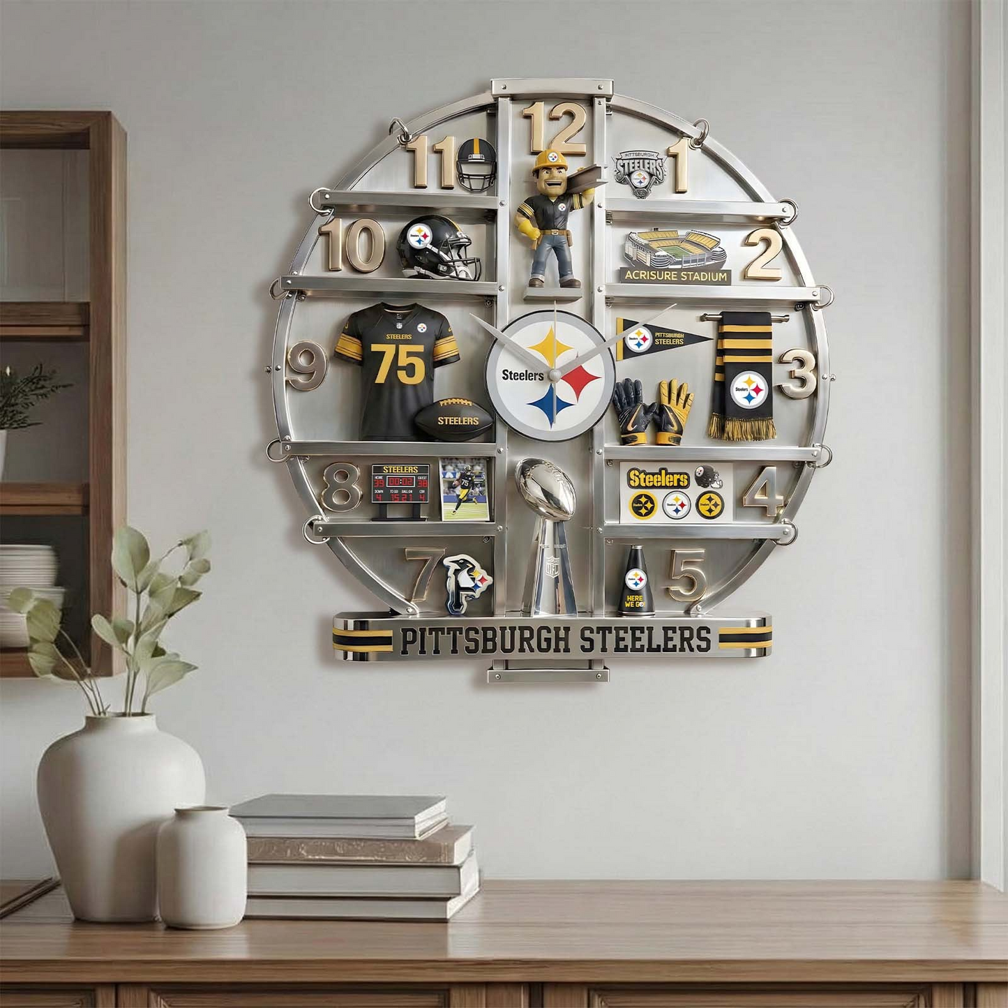 PS x NFL Home Decorative 3D Visual Effect Acrylic Wall Clock NAK CTKT