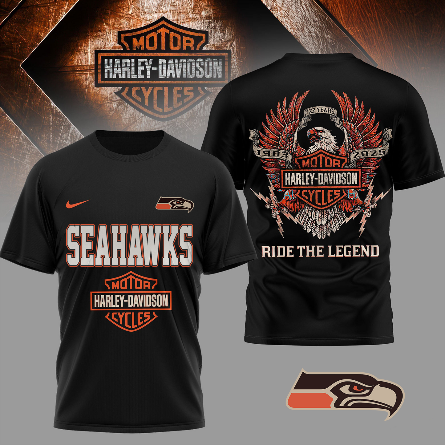 SEA Premium NFL 122 Year Harley Davidson 3D Shirt 2603 DatND DVT