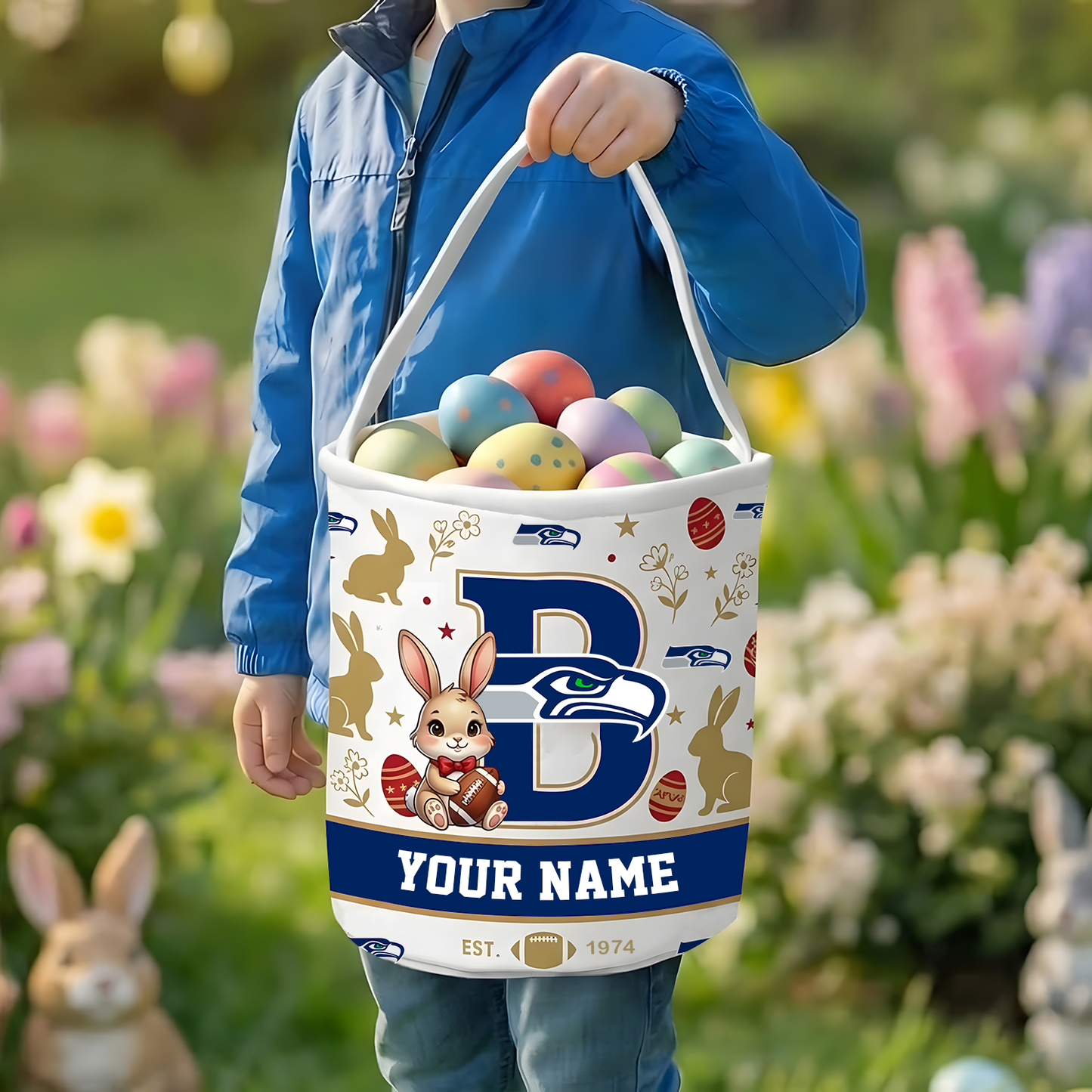SEA x Personalized Easter Bunny Egg Hunt Basket NAK NHT