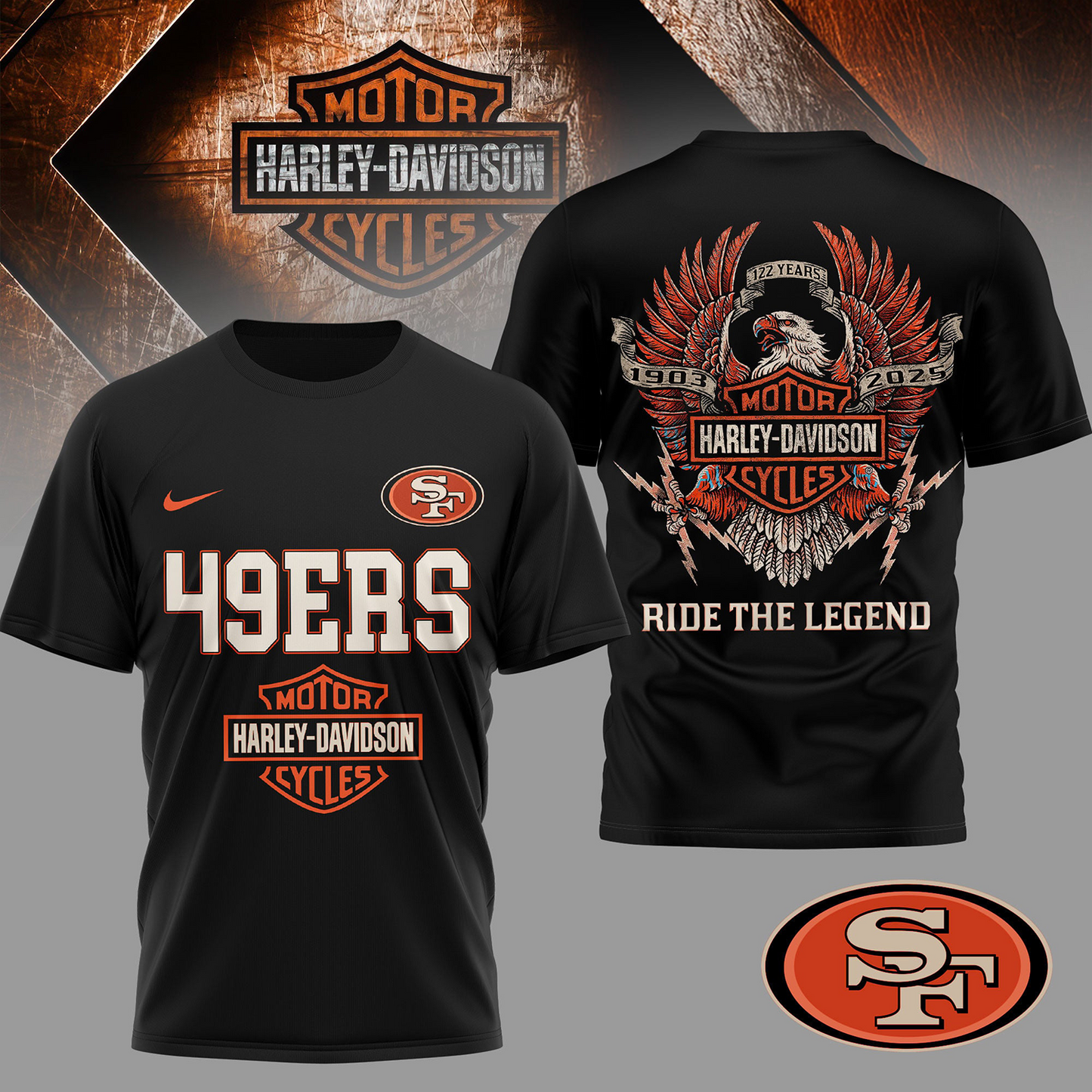 SF Premium NFL 122 Year Harley Davidson 3D Shirt 2603 DatND DVT