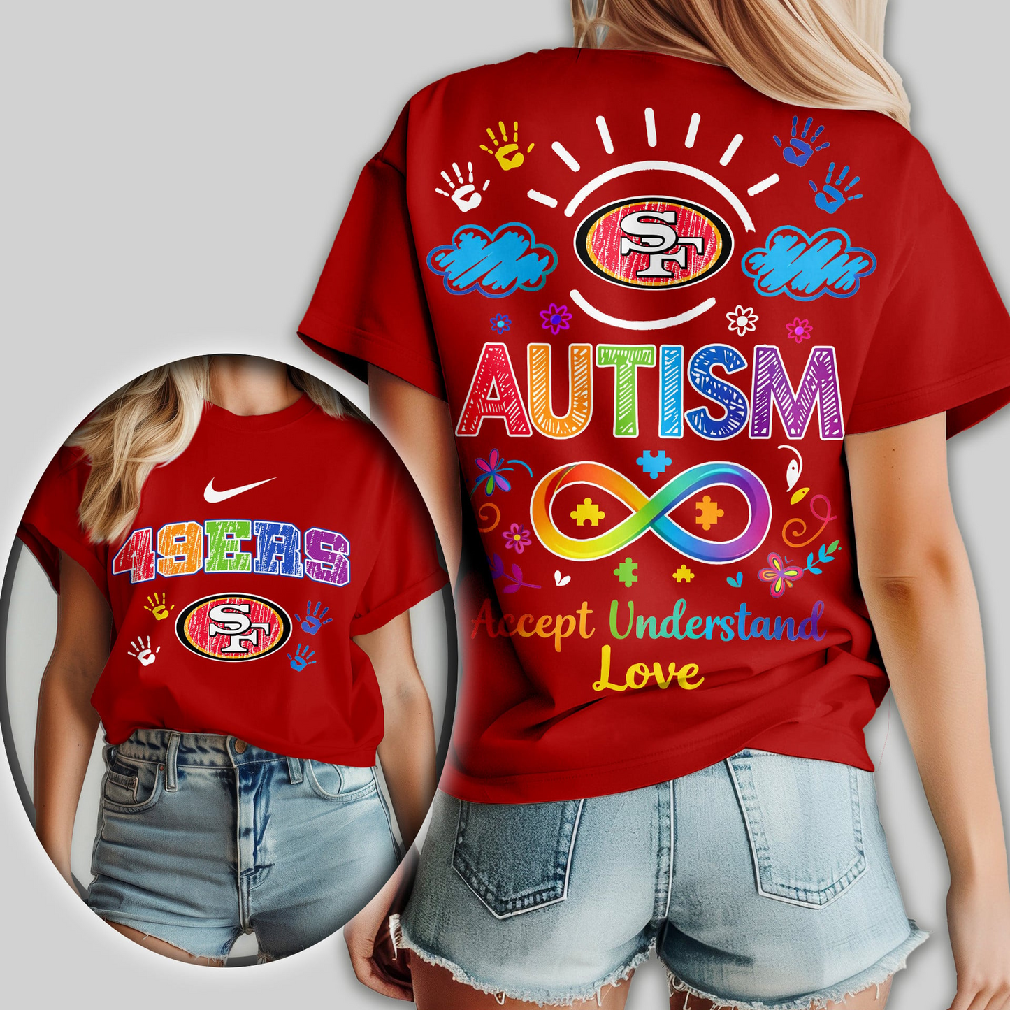SF49 Premium NFL National Autism Acceptance Month Women Shirt DDT NTL