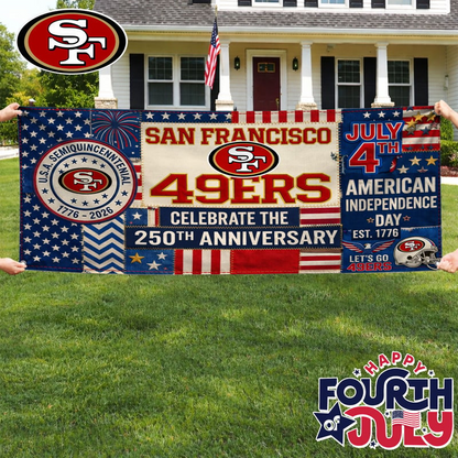 SF49 Premium NFL Patchwork America 250 Fabric Banner DDT NTL