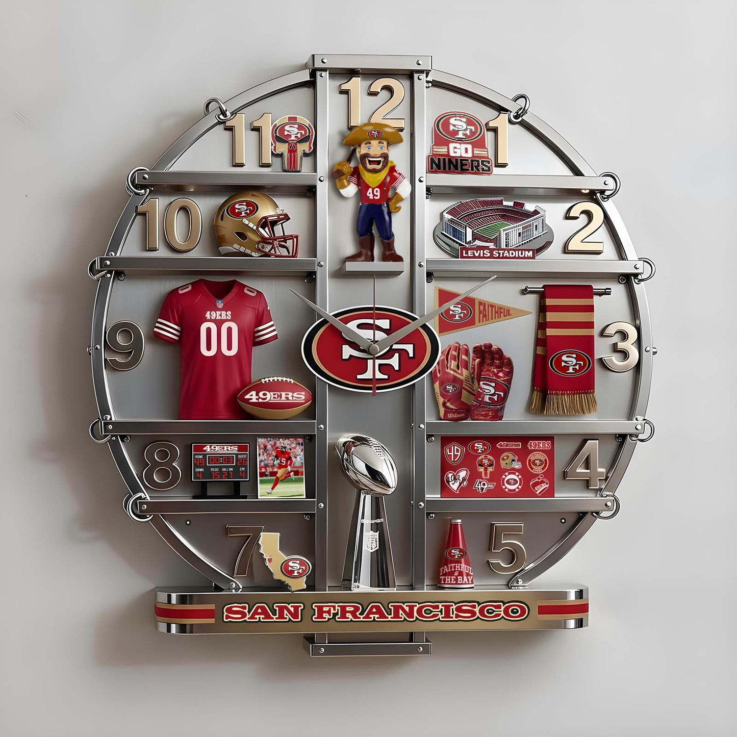SF49 x NFL Home Decorative 3D Visual Effect Acrylic Wall Clock NAK CTKT