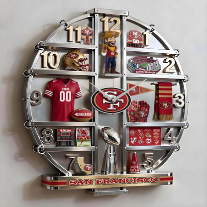 SF49 x NFL Home Decorative 3D Visual Effect Acrylic Wall Clock NAK CTKT