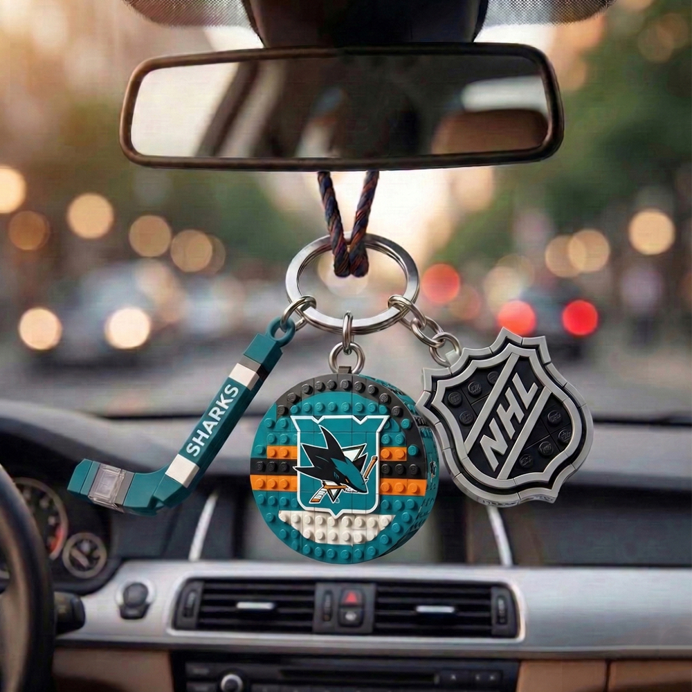 SJS x NHL Building Blocks Hockey Puck Car Mirror Hanging NAK TTT