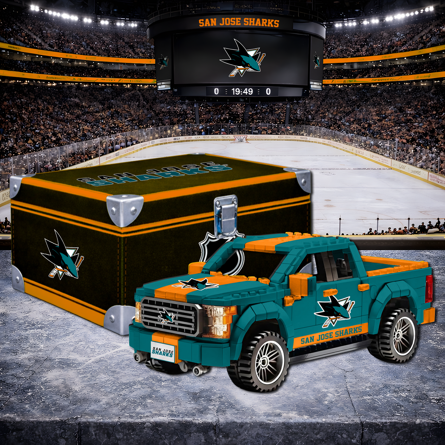 SJS X NHL LEGO Toy Truck Set with Collectible Case NAK NHT