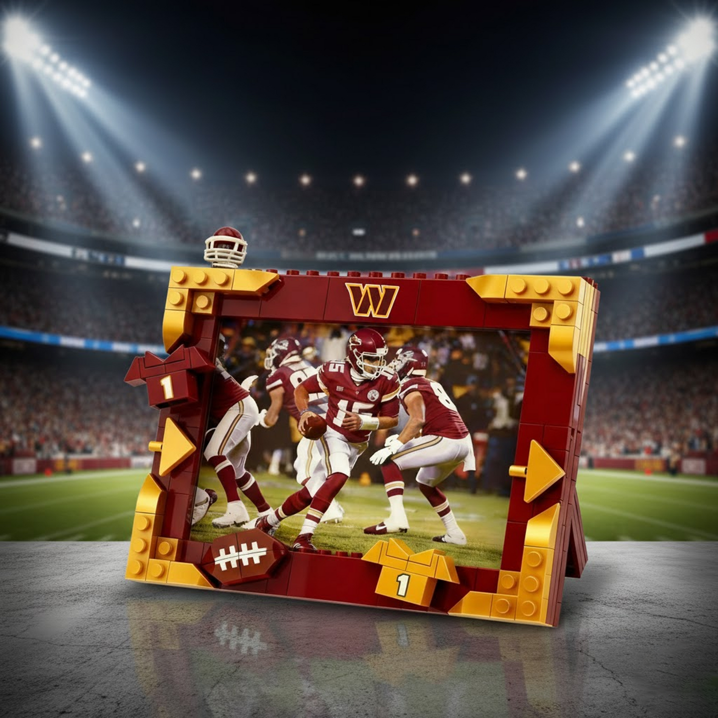WAS X NFL Football Photo Frame Building Set Compatible Display Gift For Fans NAK NHT